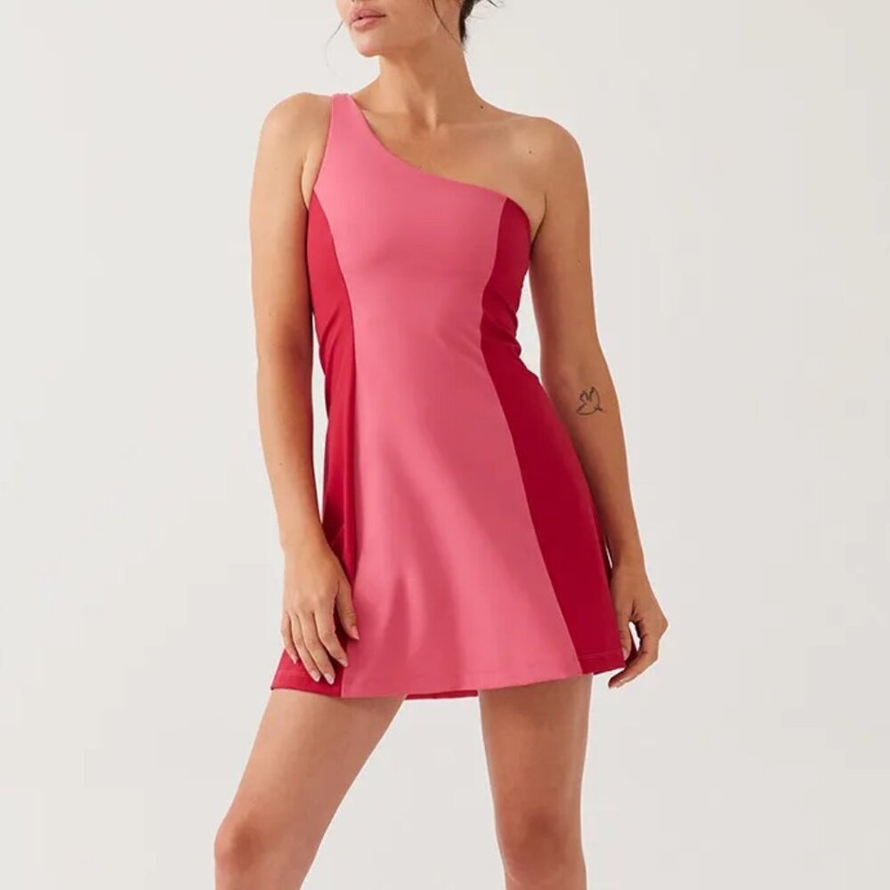 Outdoor Voices One Shoulder Dress Azalea/Ruby